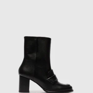 Zip Up Ankle Boots MOIK356FLY BLACK