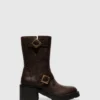 Zip Up Ankle Boots NATY192FLY DK. BROWN