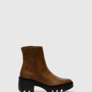 Zip Up Ankle Boots TOOR513FLY CAMEL