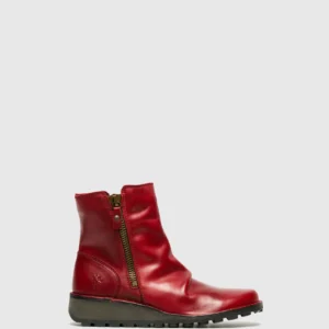 Zip Up Ankle Boots MON944FLY RED