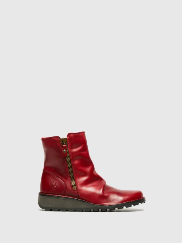 Zip Up Ankle Boots MON944FLY RED