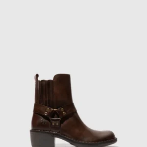 Zip Up Ankle Boots MEBI123FLY DARK BROWN