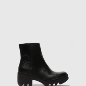 Zip Up Ankle Boots TOOR513FLY RUG BLACK