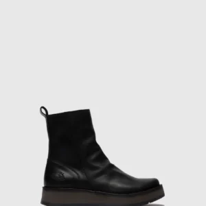Zip Up Ankle Boots RENO053FLY RUG BLACK