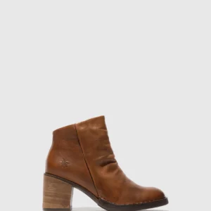 Zip Up Ankle Boots BELL061FLY VELVET COGNAC