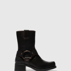 Zip Up Ankle Boots REVA010FLY BLACK/RED