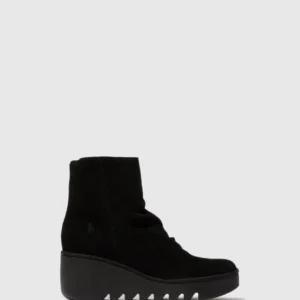 Zip Up Ankle Boots BAAN538FLY OIL SUEDE BLACK